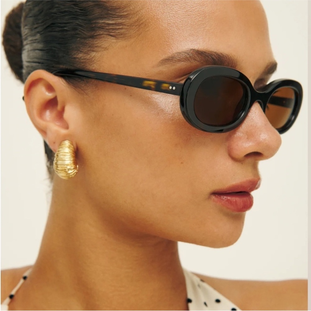 Reformation x Jimmy Fairly Dark Brown / Black Tortoise Oval Sunglasses